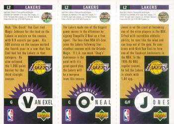 1996-97 Collector's Choice Los Angeles Lakers #L2 Eddie Jones / Shaquille O'Neal / Nick Van Exel Back
