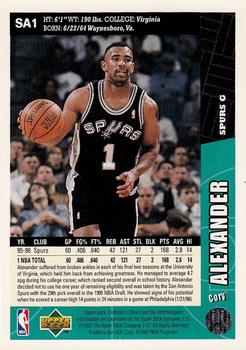 1996-97 Collector's Choice San Antonio Spurs #SA1 Cory Alexander Back