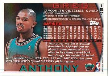 1996-97 Topps - NBA at 50 #187 Greg Anthony Back
