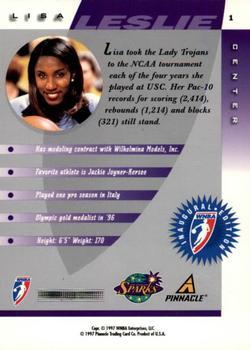 1997 Pinnacle Inside WNBA - Court Collection #1 Lisa Leslie Back