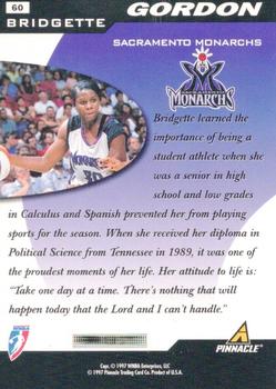 1997 Pinnacle Inside WNBA - Court Collection #60 Bridgette Gordon Back