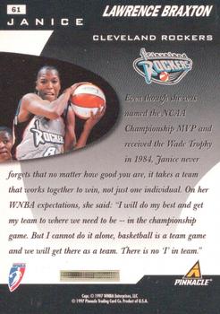 1997 Pinnacle Inside WNBA - Court Collection #61 Janice Lawrence Braxton Back