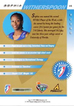1997 Pinnacle Inside WNBA - Executive Collection #16 Sophia Witherspoon Back