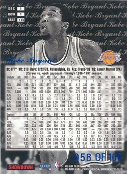 1997-98 Flair Showcase - Legacy Collection Row 1 #18 Kobe Bryant Back