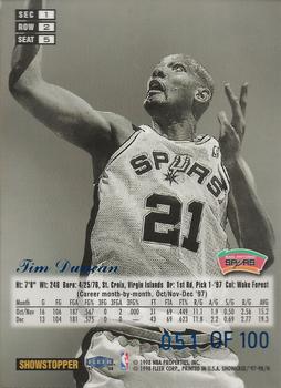 1997-98 Flair Showcase - Legacy Collection Row 2 #5 Tim Duncan Back