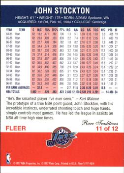 1997-98 Fleer - Decade of Excellence Rare Traditions #11 John Stockton Back