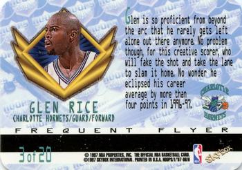 1997-98 Hoops - Frequent Flyer Club Upgrade #3 Glen Rice Back