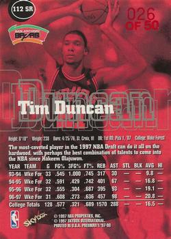 1997-98 SkyBox Premium - Star Rubies #112 SR Tim Duncan Back