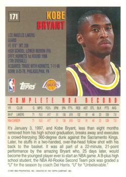 1997-98 Topps - Minted in Springfield #171 Kobe Bryant Back