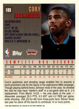 1997-98 Topps - Minted in Springfield #193 Cory Alexander Back