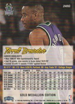 1997-98 Ultra - Gold Medallion #240G Terrell Brandon Back