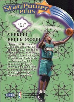 1997-98 Ultra - Star Power Plus #9 SPP Shareef Abdur-Rahim Back