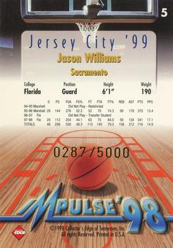 1998 Collector's Edge Impulse - Jersey City '99 Gold #5 Jason Williams Back
