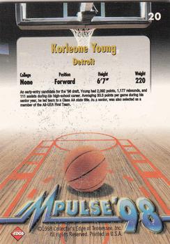 1998 Collector's Edge Impulse - Thick #20 Korleone Young Back