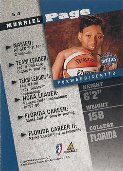 1998 Pinnacle WNBA - Court Collection #54 Murriel Page Back