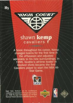 1998 Upper Deck Hardcourt - High Court #H5 Shawn Kemp Back