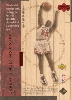 1998 Upper Deck Hardcourt - Jordan Holding Court Red #J27 Karl Malone / Michael Jordan Back