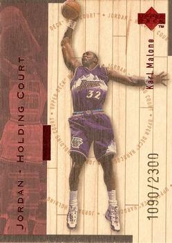 1998 Upper Deck Hardcourt - Jordan Holding Court Red #J27 Karl Malone / Michael Jordan Front