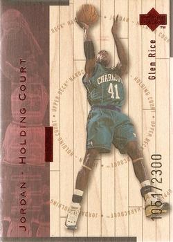 1998 Upper Deck Hardcourt - Jordan Holding Court Red #J3 Glen Rice / Michael Jordan Front