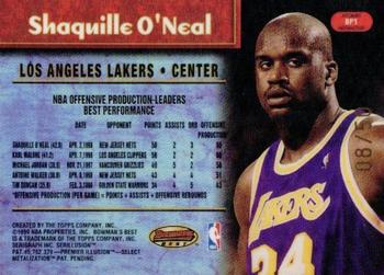 1998-99 Bowman's Best - Performers Atomic Refractors #BP1 Shaquille O'Neal Back