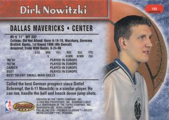 1998-99 Bowman's Best - Refractors #109 Dirk Nowitzki Back