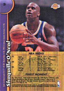 1998-99 Finest - Jumbo #3 Shaquille O'Neal Back