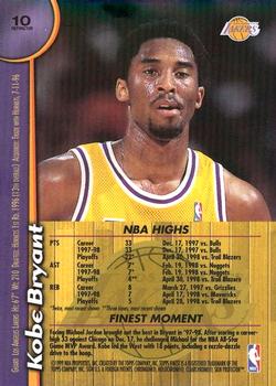 1998-99 Finest - Jumbo Refractors #10 Kobe Bryant Back