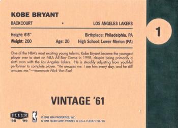 1998-99 Fleer Tradition - Vintage '61 #1 Kobe Bryant Back