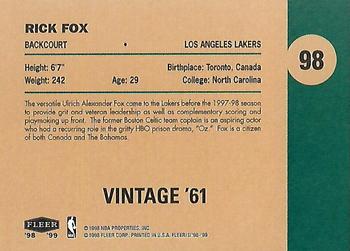 1998-99 Fleer Tradition - Vintage '61 #98 Rick Fox Back
