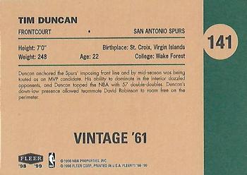 1998-99 Fleer Tradition - Vintage '61 #141 Tim Duncan Back