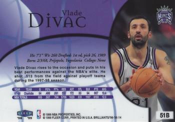 1998-99 Fleer Brilliants - Blue #51B Vlade Divac Back