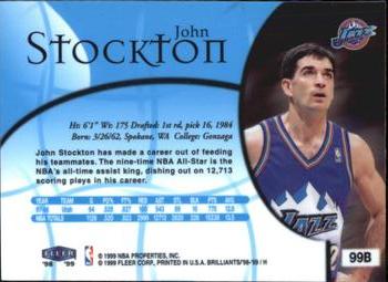 1998-99 Fleer Brilliants - Blue #99B John Stockton Back