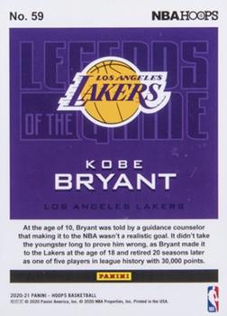 2020-21 Hoops - Legends of the Game Artist Proof Gold #59 Kobe Bryant Back