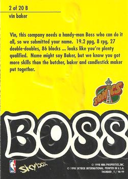 1998-99 SkyBox Thunder - Boss #2 B Vin Baker Back
