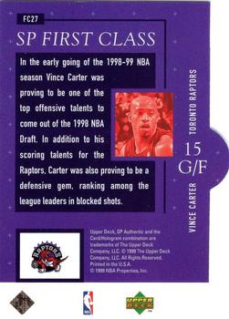 1998-99 SP Authentic - First Class #FC27 Vince Carter Back