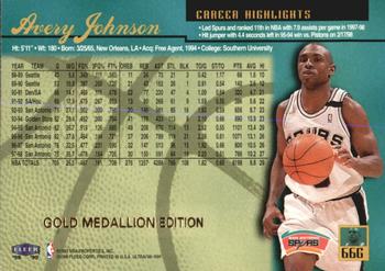 1998-99 Ultra - Gold Medallion #66G Avery Johnson Back