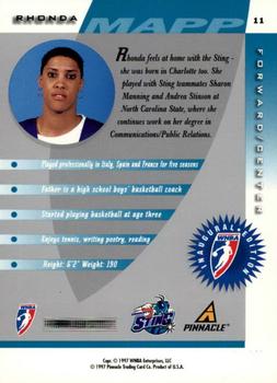 1997 Pinnacle Inside WNBA #11 Rhonda Mapp Back