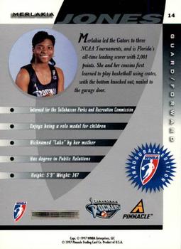 1997 Pinnacle Inside WNBA #14 Merlakia Jones Back