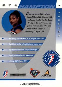1997 Pinnacle Inside WNBA #27 Kym Hampton Back