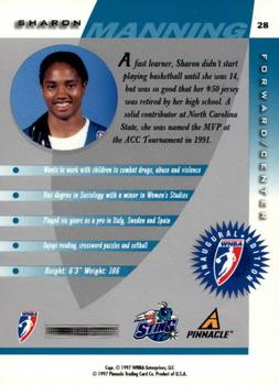 1997 Pinnacle Inside WNBA #28 Sharon Manning Back