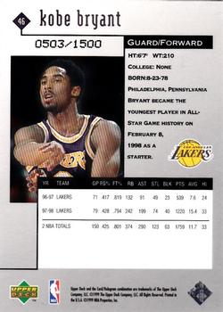 1998-99 Upper Deck Black Diamond - Triple Diamond #46 Kobe Bryant Back