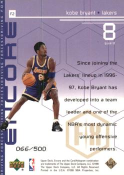 1998-99 Upper Deck Encore - Driving Forces F/X #F2 Kobe Bryant Back