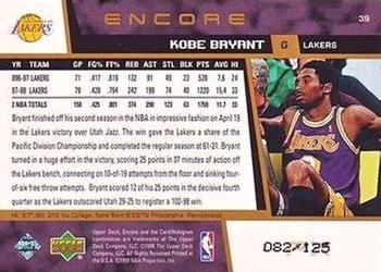 1998-99 Upper Deck Encore - F/X #39 Kobe Bryant Back