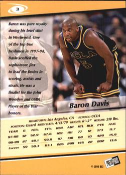 1999 Press Pass - Gold Zone #3 Baron Davis Back