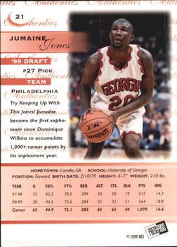 1999 Press Pass Authentics - Hang Time #21 Jumaine Jones Back