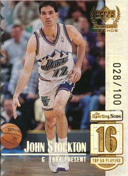 1998-99 Upper Deck Century Legends - Century Collection #16 John Stockton Front