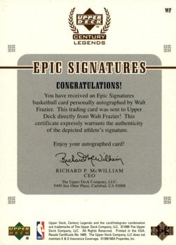 1998-99 Upper Deck Century Legends - Epic Signatures #WF Walt Frazier Back