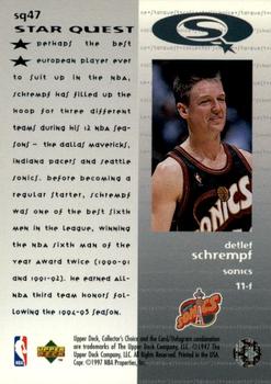 1997-98 Collector's Choice - StarQuest #SQ47 Detlef Schrempf Back