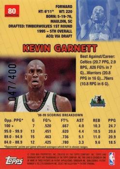 1999-00 Bowman's Best - Refractors #80 Kevin Garnett Back