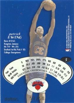 1999-00 E-X - Essential Credentials Future #3 Patrick Ewing Back